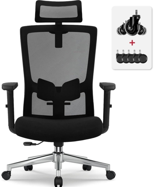 Bürostuhl Ergonomisch Verstellbarer Lendenwirbelstütze Armlehnen Kopfstütze