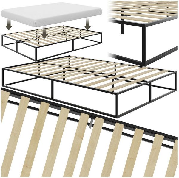 tectake Bettgestell Bett, robustes Stahlgestell