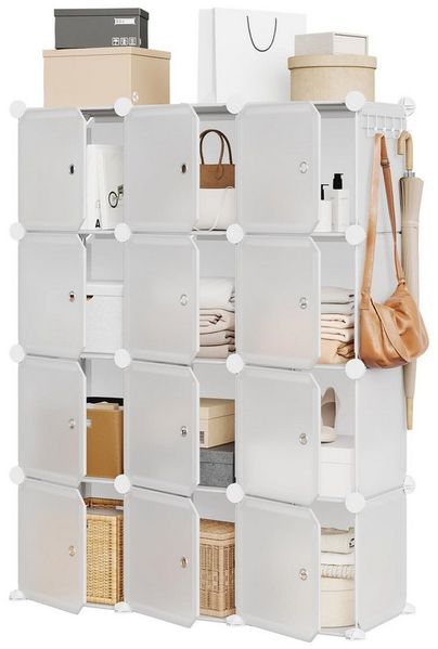 GarveeMore Falttürenschrank 12-Kubik Modular Storage Organiser Unit mit Türen