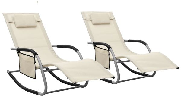 vidaXL Sonnenliegen 2 Stk. Textilene Creme und Grau 310510