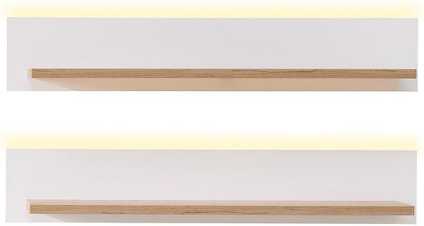 Stella Trading Memphis 2er Set Wandboard in Weiß, Artisan Eiche Optik FSC-Zertifiziert - Vielseitig einsetzbare Wandregale mit LED-Beleuchtung - 100 x 15 x 23 cm (B/H/T)
