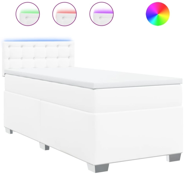 vidaXL Boxspringbett mit Matratze Weiß 80x200 cm Kunstleder 3288397