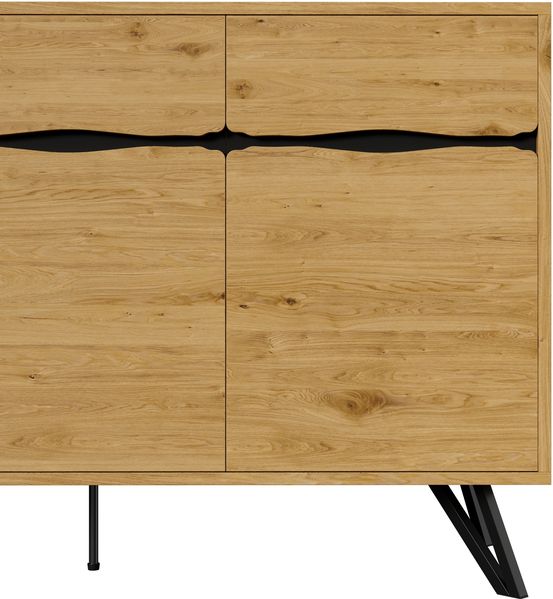 3-Türiges Sideboard, in Holzoptik mit Metallbeinen – Modernes Design, Viel Stauraum, Stabil & Pflegeleicht – Für Wohnzimmer, Esszimmer, Flur geeignet, Holz/Metall， Bild 9