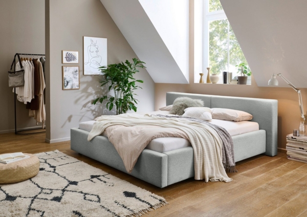 meise.möbel Polsterbett Cube wahlweise mit Matratze und Bettkasten, extra flaches Kopfteil, erhältlich in den Breiten 140cm, 160cm & 180cm