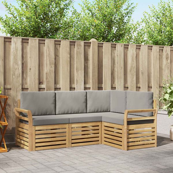 vidaXL Sofagarnituren 4 pcs Weiß und Hellgrau 190 x 130,5 x 73 cm 3391756