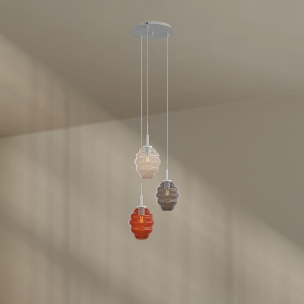 s.luce Echos Galerieleuchte 3-flammig Ø 40cm Baldachin Ø 18cm Braun, Klar, Rauch