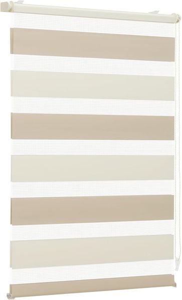 Sekey Zebra Doppelrollo Zweifarbig Klemmfix ohne Bohren Sichtschutz Beige & Braun 100x130cm