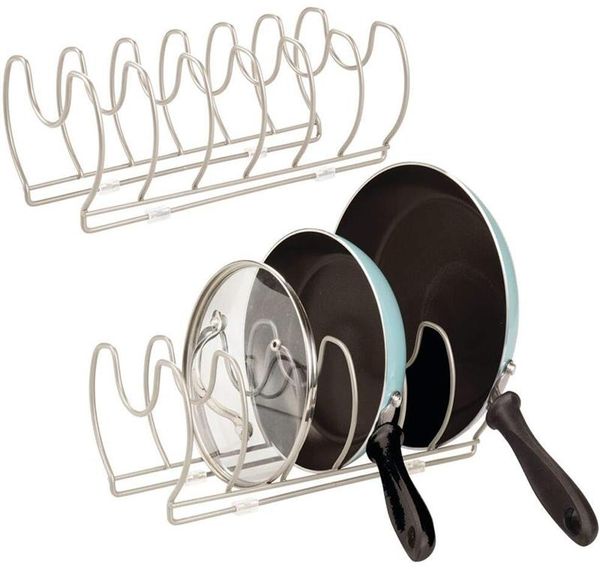 Geschirrablage satin Topfdeckelhalter Pfannenhalter Metall 2er Set Küche mDesign