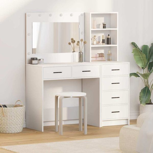 vidaXL Schminktisch mit Regal Weiß 78,5 x 41 x 135 cm Holzwerkstoff 3334191