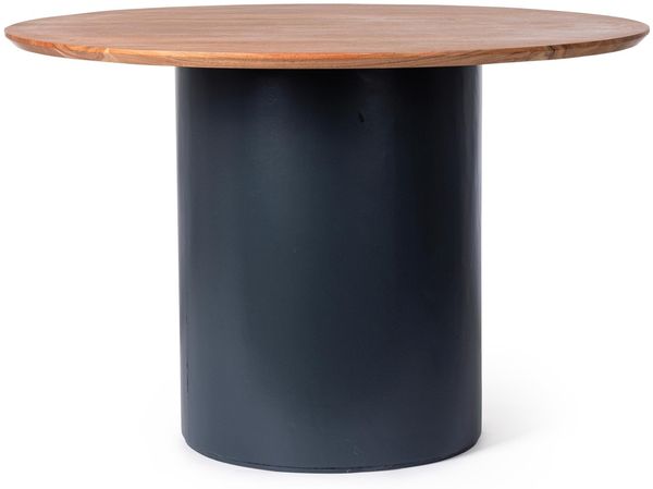 Esstisch Sajo aus Akazienholz, modern rundes Design, Dunkelblau Natur, Ø 115 cm, für 4 Personen