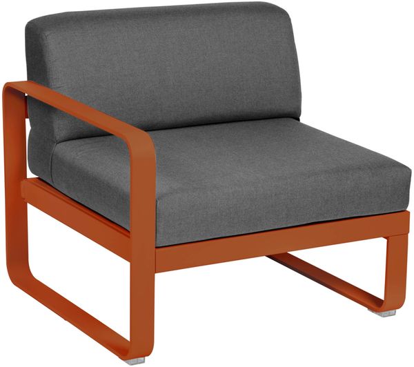 Bellevie Lounge 1-Sitzer Modul E2 Kandierte Orange A3 Graphitgrau Links