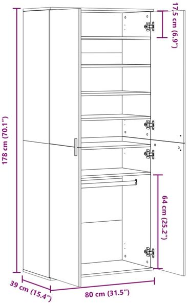 vidaXL Schuhschrank Weiß 80×39×178 cm Holzwerkstoff 3276672 Bild 10