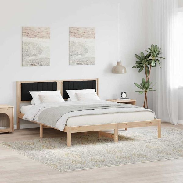 vidaXL Bettgestell mit gepolstertem Kopfteil Schwarz 150 x 200 cm 878251
