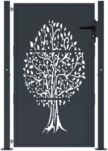 vidaXL Gartentor Anthrazit 105x130 cm Stahl Baum-Design 153156 Bild 2