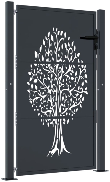 vidaXL Gartentor Anthrazit 105x130 cm Stahl Baum-Design 153156 Bild 1