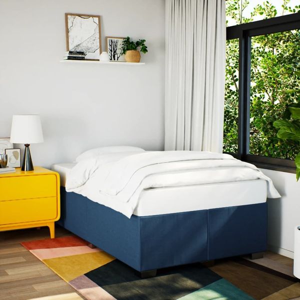 vidaXL Bettgestell ohne Matratze Blau 120x190 cm Stoff 3284463