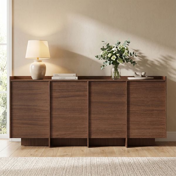 skølm 'Meili' Kommode Walnuss-Optik, mit 4 Push-to-Open Türen und 8 Fächern, Sideboard, 180x38x85 cm