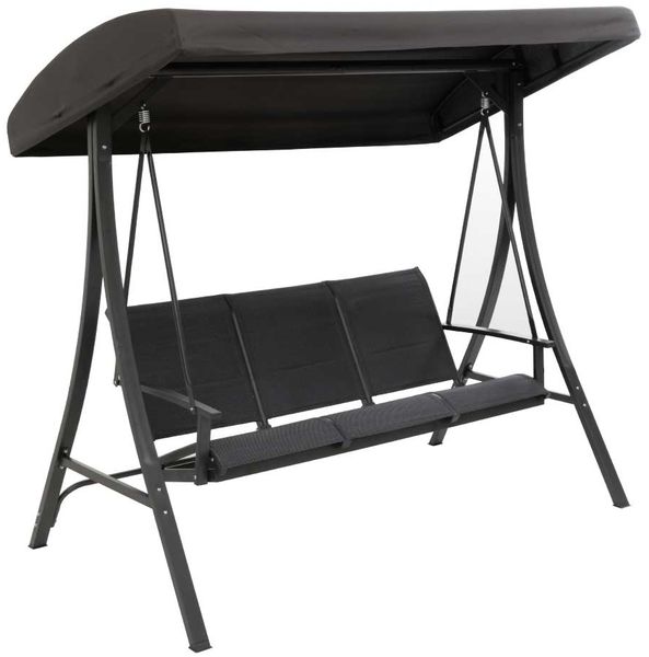 Hollywoodschaukel Livorno / New Livorno, Metall, Schwarz, 196 x 175 x 120 cm