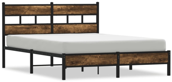 vidaXL Bettgestell ohne Matratze mit Kopfteil Räuchereiche 140x190 cm 4017200