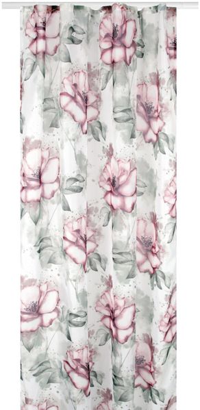 Arsvita Gardine (Flower) Voile mit Kräuselband 140x245cm Universalbandvorhang für zu Hause, transparente und moderne Fensterdekoration