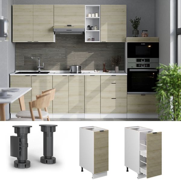 Apothekerschrank Fame-Line Eiche Paneel 30 cm ohne Arbeitsplatte Vicco Bild 2