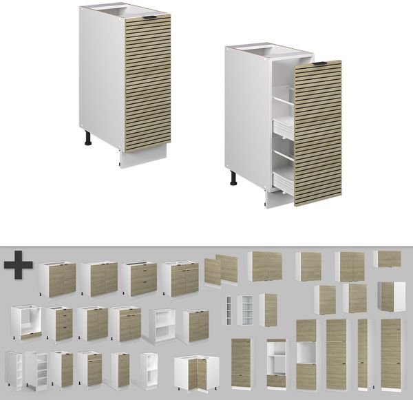 Apothekerschrank Fame-Line Eiche Paneel 30 cm ohne Arbeitsplatte Vicco Bild 5