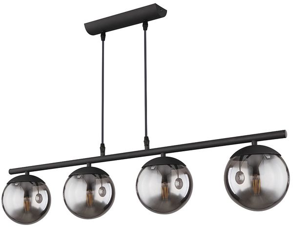 LED Hängelampe, Glas, rauch-farben, schwarz-matt, L 90 cm, BLAMA