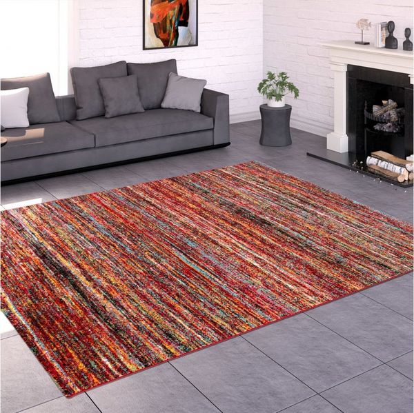 KADIMA DESIGN Teppich Meliert Wohnzimmer schmutzabweisend Teppich Kurzflor, Rechteckig, Höhe: 17 mm, Florhöhe: 13 mm, 100% Polypropylen, Rechteckig, 80x150 cm, Mehrfarbig