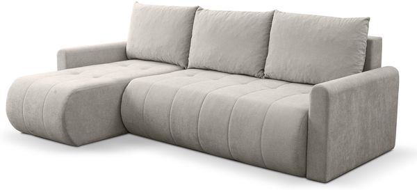 Selsey 'Timmone' Ecksofa mit Schlaffunktion & Bettkasten, Chenille, Universal, Hellbeige