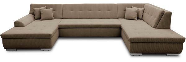 DOMO collection Wohnlandschaft Treviso incl. Zierkissen, moderne Steppung, XXL: B/T/H: 364/201/83 cm, wahlweise mit Bettfunktion, in vielen Bezugsarten auch in Cord U-Form