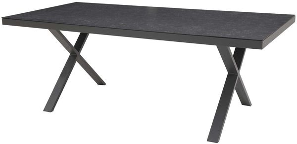 Gartentisch Rieke / Rieke II, Glas, Schwarz, 200 x 75 x 100 cm