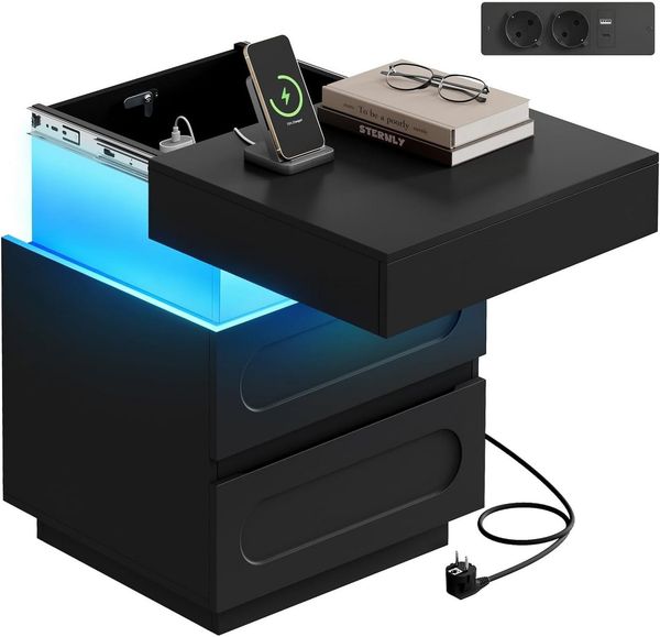 Woltu Nachttisch (1-St), mit Ladefunktion und LED-Beleuchtung 45 x 58 x 40 cm