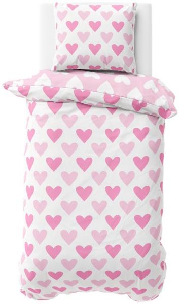 MTOnlinehandel Bettwäsche Herzklopfen Biber/ Flanell in 2 Größen, rosa pink, 100% Baumwolle, 2 teilig, Winterbettwäsche für Mädchen, kuschelig und weich