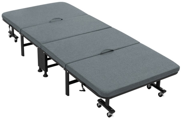 ECD Germany Klappbett Klappbares Metallbettgestell Einzelbettgestell für Besucher Reisebett inkl. Matratze mit 8 Rollen Bettgestell max. 200kg Metall