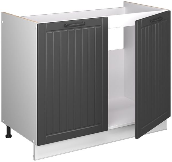 Spülenunterschrank Fame-Line Dunkelgrau/Weiß 100 cm, AP Marmor Vicco Bild 6