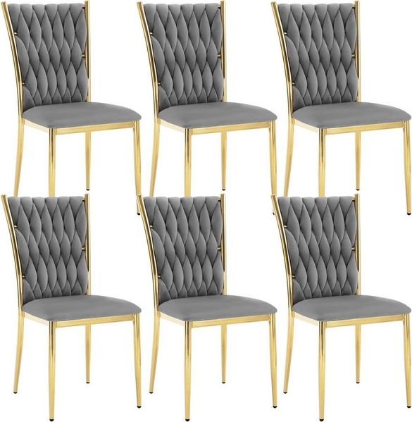 Woltu Polsterstuhl (6 St), Samt Stühle Esszimmer, Esszimmerstühle, hohe Rückenlehne Metallbeine