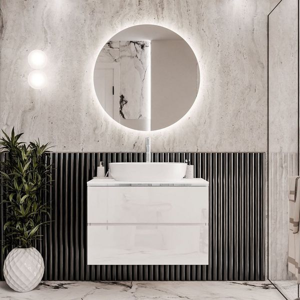 Lookway Badmöbel-Set AURORA SILVER Badezimmerschrank mit praktische Schubladen