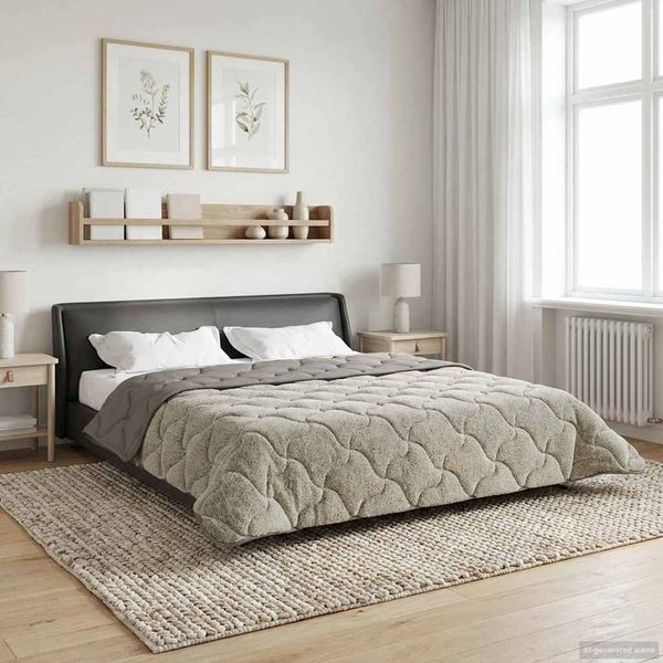 vidaXL Winterbettdecke Gepolstert Hellgrau 200 x 200 cm 42026316