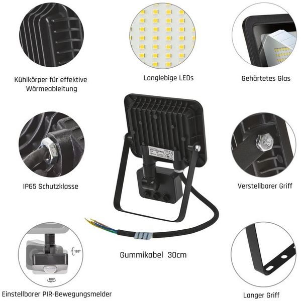 NOCTIS LUX 2 SMD 230V 20W IP44 WW black with sensor Bild 3