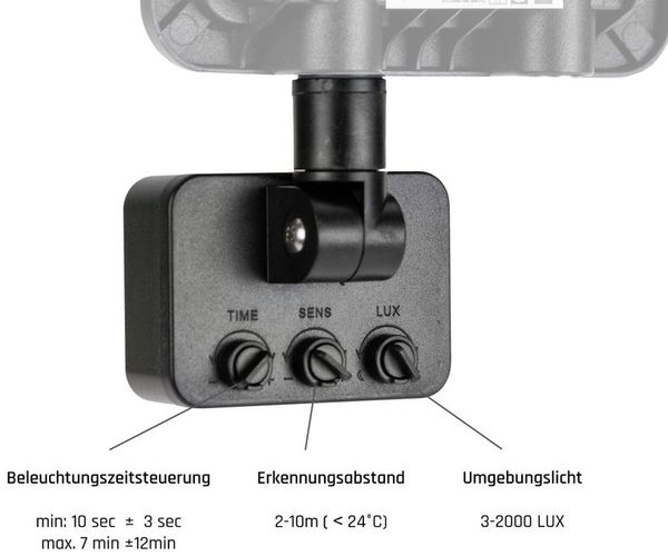 NOCTIS LUX 2 SMD 230V 20W IP44 WW black with sensor Bild 5