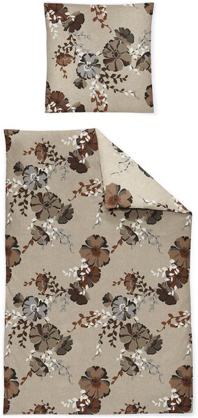 Irisette Edelflanell Bettwäsche Alpaka 135x200 Blumen Blüten rost sand 8449-60