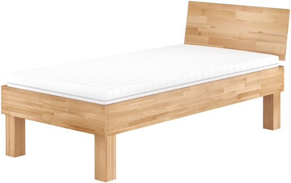 Massivholzbett extra stabil 100x220 hohes Seniorenbett Gästebett Zubehör wählbar V-60.81-10-220Rollrost und Matratze inkl.