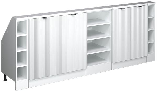 Dachschrägenschrank-Set Rion Weiß Riffel 210 cm 5er Set Vicco