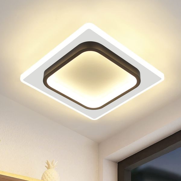 ZMH LED Deckenlampe Schlafzimmer Modern Deckenleuchte - Warmweiß Flurlampe Schwarz Schlafzimmerlampe 16W Acryl Wohnzimmerlampe Klein Design Küchenlampe für Flur Wohnzimmer Kinderzimmer Küche