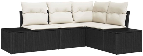 vidaXL Gartensofa-set mit Speicher 4 pcs Schwarz und Creme Poly-Rattan 3355706