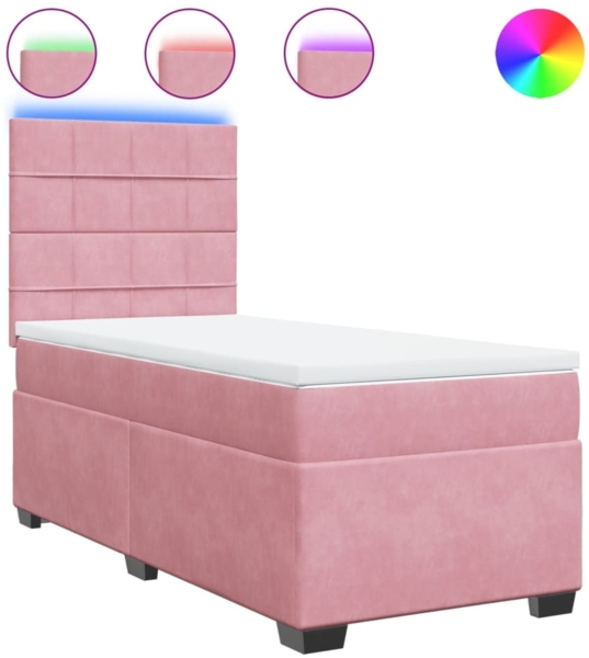 vidaXL Boxspringbett mit Matratze Rosa 90x190 cm Samt 3293091