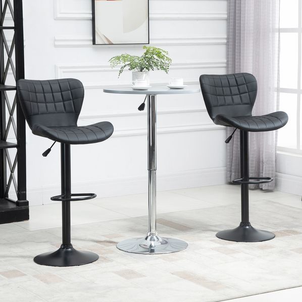 Barhocker B 57 x T 58 x H 87-107 cm, höhenverstellbar, drehbar, Kunstleder, 2er-Set