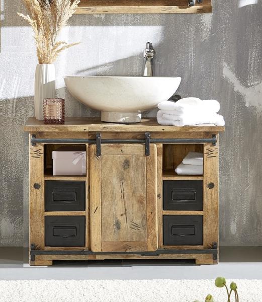 Waschbeckenunterschrank 90x64cm 'Railroad' Mango & Eisen