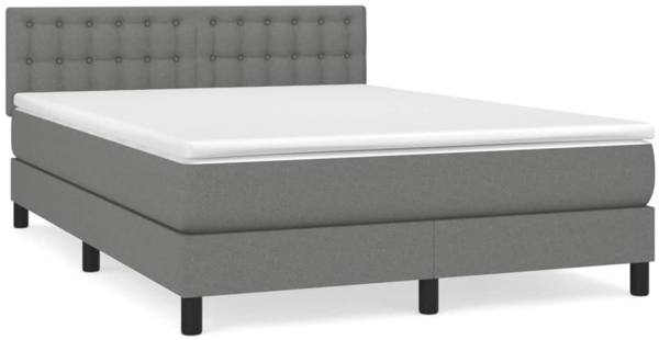 vidaXL Boxspringbett mit Matratze Dunkelgrau 140x200 cm Stoff 3140378
