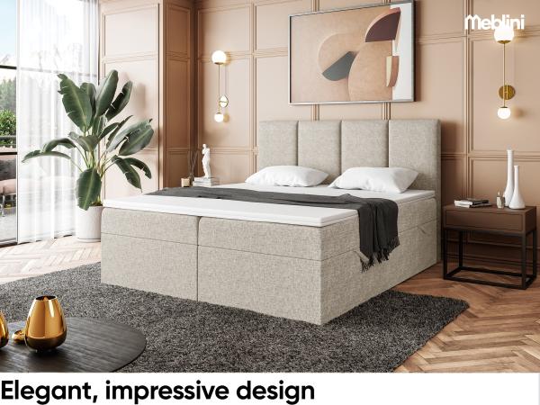 MEBLINI Boxspringbett CRISTIANO 180x200 cm mit Bettkasten - H3/Beige Webstoff Polsterbett - Doppelbett mit Topper & Taschenfederkern-Matratze Bild 3